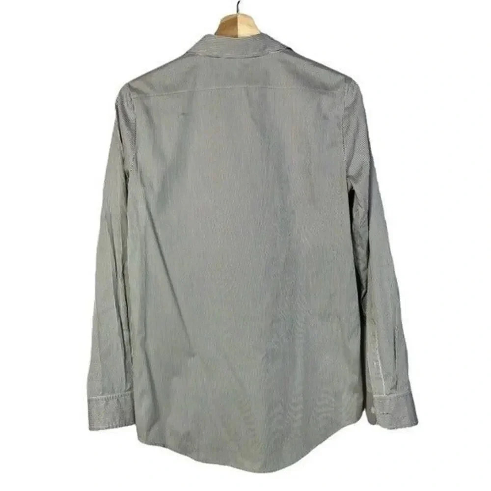 Theory Gray & White Stripe Button Down Dress Shir… - image 2